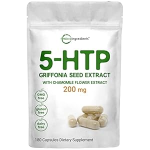 Micro Ingredients 5-HTP 200mg with Chamomile Flower Extract, 180 Capsules, 2 in 1 Formula, 98% Griffonia Seed Extract…