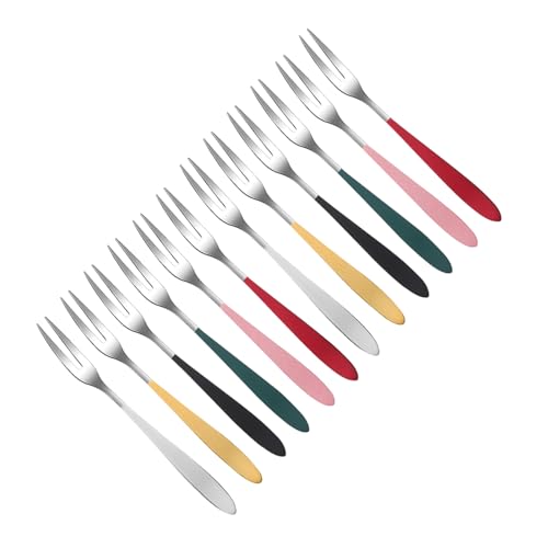 EXQUIMEUBLE 12個 ステンレス製 ミニフルーツフォーク おしゃれ 食洗機対応 アペザーデザート用 家用 レストラン パーティー向け