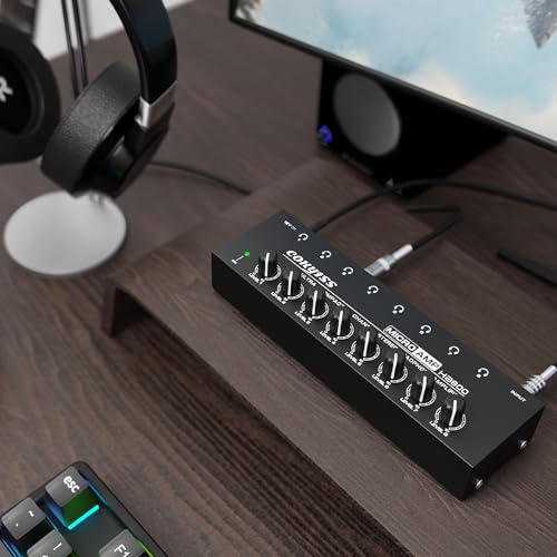 COKYISS Amplificador de fone de ouvido, amplificador de áudio estéreo de 8 canais, divisor de fone d