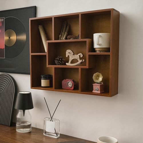 Étagère murale en bois grand format avec 7 compartiments de rangement - 5