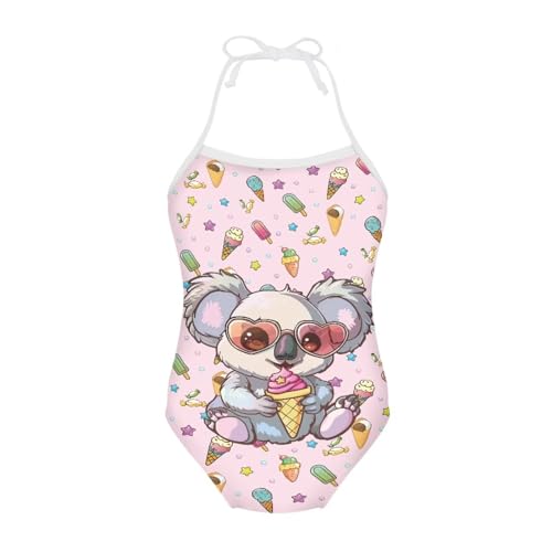 Image of Girls One Piece Swimsuit Beach Bathing Suit Toddler Floral Halter Straps Swimwear for 1-10 Years