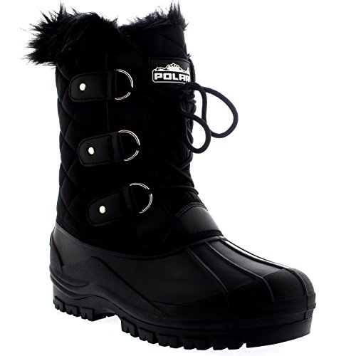 POLAR Womens Mid Calf Mountain Walking Tactical Waterproof Boots - Black - US11/EU42 - YC0363