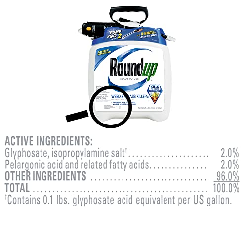 Roundup 5100110 Weed And Grass Killer Iii Ready-To-Use Pump 'N Go Sprayer, 1.33 Gallon #TOP5