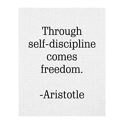 AMERICAN LUXURY GIFTS Through Self-Discipline Comes Freedom Aristotle Quote - Vintage Philosophical Motivational Wall Art Decor for Office Home Classroom - 8x10 Unframed Print