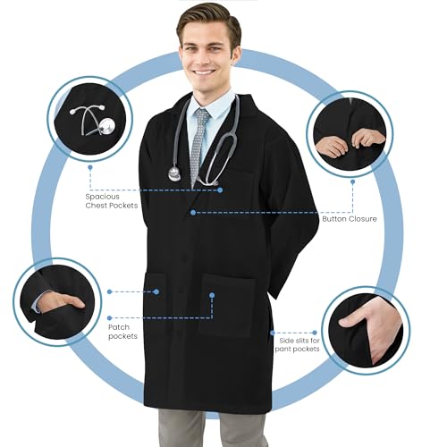 image for NY Threads Professional Lab Coat for Men Long Sleeve Medical Coat 1 Pa