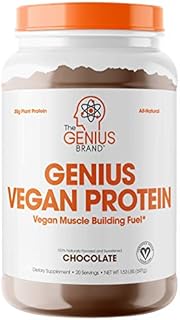 Genius Vegan Protein Powder – Plant Based Lean Muscle Building Shake | Best Pea + Pumpkin Protein Sources – Ideal Lean Body Shake for Men & Women – All in One Nutritional Sport Drink (Dairy Free)