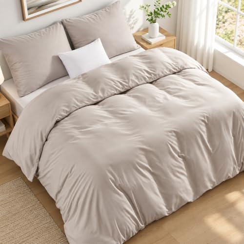 Duvetnova Bettwäsche 135x200 40x80 Beige ÖKO-TEX Superweich Mikrofaser Bettwäsche-Sets 2 Bettbezüge 135x200 + 2 Kissenbezüge 80x80 + 2… – Ansicht 2