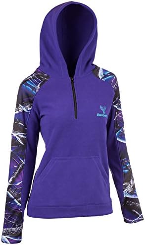 Huntworth Ladies 2 Tone Anti-Pill Fleece Hoodie Quarter Zip UV/VT Sweater 958-W31UV/VT