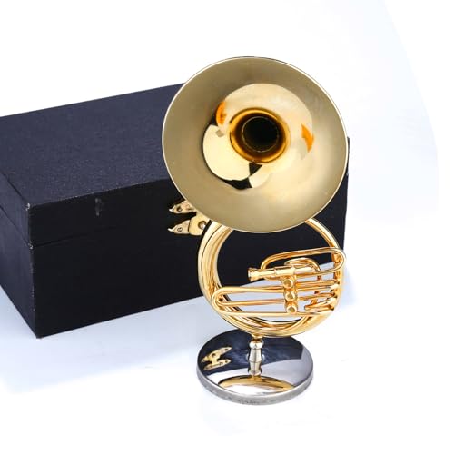 Dselvgvu Miniature Sousaphone with Stand and Case Brass Mini Musical Instrument Sousaphone Replica Collectible...