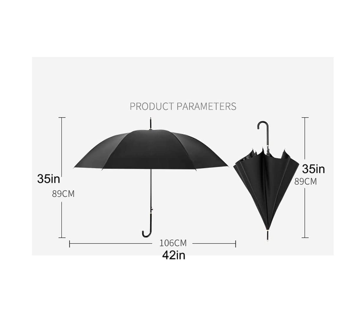 Parasole Przeciwdeszczowe Automatyczne otwarte parasol golfowy 8-kostny wiatrówek duży klasyczny z baldachim Podróżne(Black)