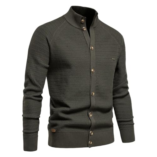 Mens Cardigan Cotton Button Mock Neck Sweater for Men Winter Fashion Knitted Cardigans3