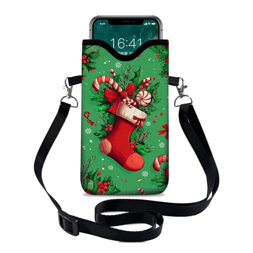 Image of Neoprene Cell Phone Sleeve Pouch Case Bag with Crossbody Strap Neck Lanyard for Women 7.1 X 3.9 in
