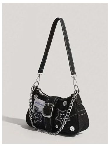 Verdusa Women's Star Buckle Underarm Shoulder Bags Retro Y2k Metal Chain Top Handle Crescent Bag3