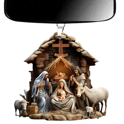 Colgante de belén, decoración del Nacimiento de Jesús, decoración de árbol de Navidad, Colgante de Escena acrílica, Adorno conmemorativo Resistente para el hogar