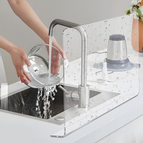 Protector fregadero de acrílico rectangular transparente para cocina y baño 5