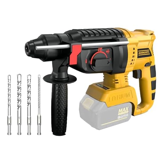 Cordless Rotary Hammer Drill for Dewalt 20V MAX Battery, Brushless SDS Rotary Hammer with Safety Clutch for Concrete/Masonry, 4 Modes with 360°Auxiliary Handle and 4 Drill Bits (Battery not included)