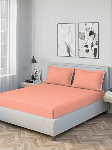 Image of DDECOR - Solids 180TC 100% Cotton Double Bedsheet with 2 Pillow Covers, King Size, Pink