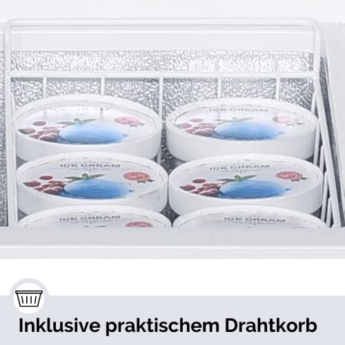 Foto von YUNA Gefriertruhe FROSTER 100 I 98L Nutzhinhalt I inkl. Dual-Modus für Tiefkühlung und Kühlung I Gefriervermögen in 24H 10Kg I 4****Gefrierfach I Standgerät I Leise Laufleistung mit 40dB I Weiß