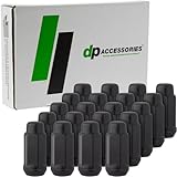 DPAccessories LCB4B8HE2BK04020 20 Black 14x1.5 Closed End XL Bulge Acorn Lug Nuts - Cone Seat - 19mm Hex Wheel Lug Nut