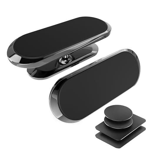 【2 Pack】 TT&C Magnetic Car Zinc Alloy Phone Mount【Upgrade Magnet 8pcs】 Universal Dashboard Holder, Cell Phone Grip Car Kits, 360° Adjustable Super Strong Magnet for Samsung,iPhone, LG (Black)