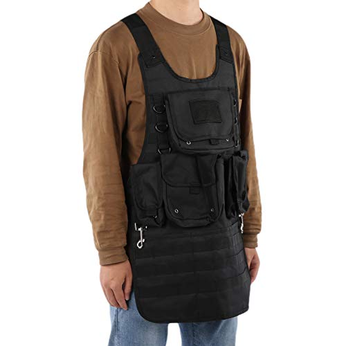 POCREATION Avental de ferramenta de armazenamento, conveniente preto ajustável com gancho removível
