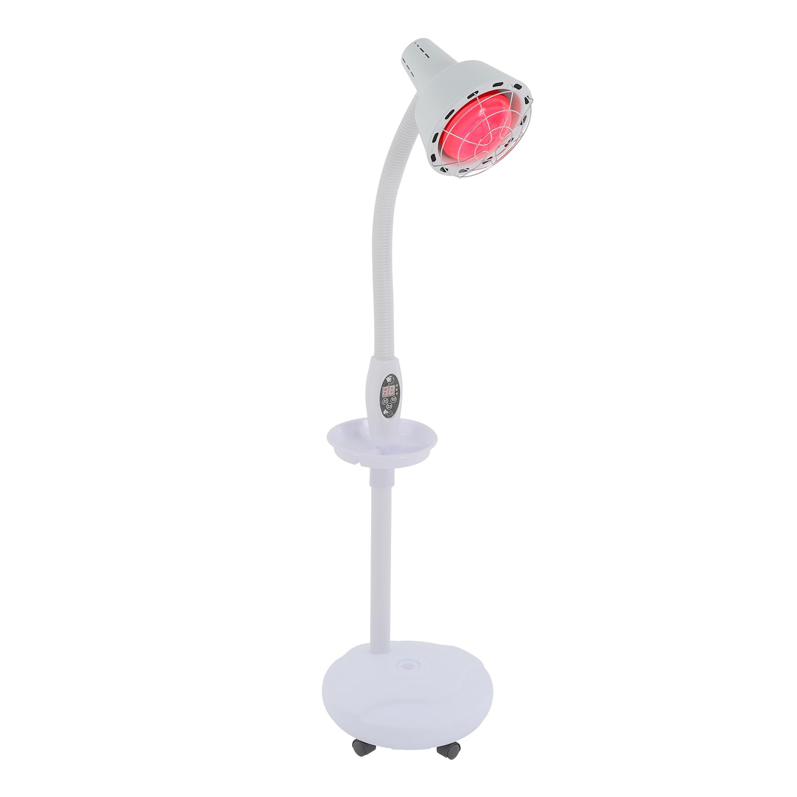 Lámpara de infrarrojos, lámpara de luz roja, lámpara terapéutica 275W | Rotación de 360° y ajuste de altura de 49-63 pulgadas | Emisor de calor 0-115°C + temporizador de 5-60 minutos para aliviar