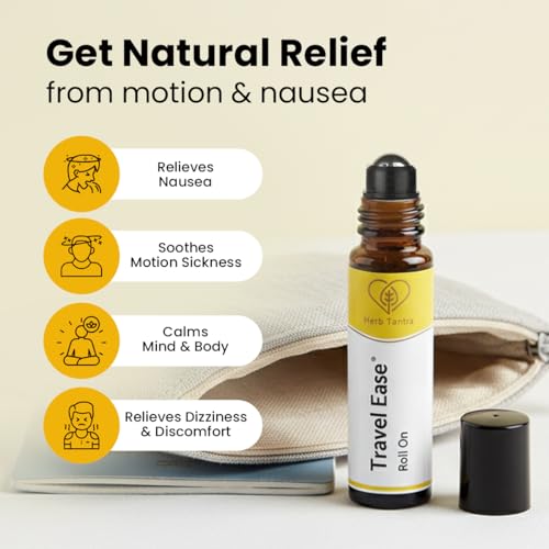 Image of Herb Tantra Travel Ease Roll On | Suitable for Motion, Car & Morning Sickness | Anti Nausea, Vertigo, Vomit | Made with Ginger Essential Oil | Cruise, Airplane Travel Essential
