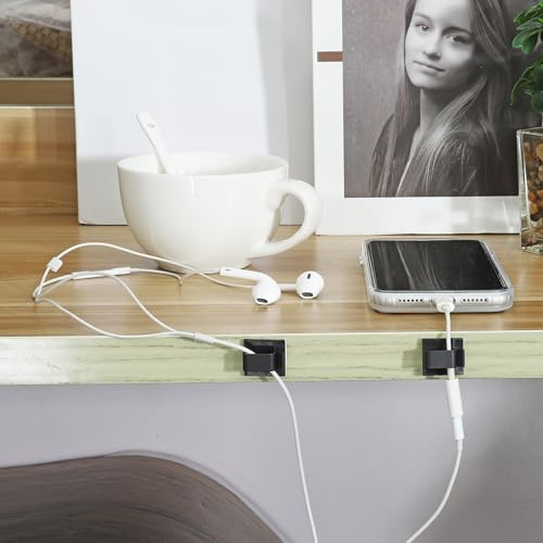 PATIKIL 20Pcs 6MM Clips Adhesivos para Cables Negro | Soporte para Cables de Pared, Organizador de Cables para Oficina, Hogar y Bajo Escritorio miniatura 6