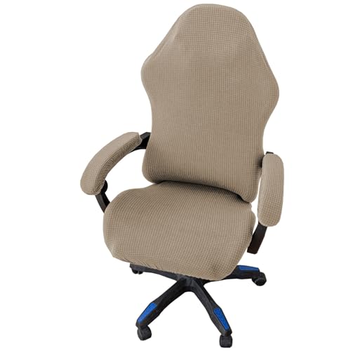 Coprisedia elasticizzato da gaming, rimovibile, per sedie da ufficio e computer, stile racing (blu navy) con braccioli e fondo elastico, misura universale