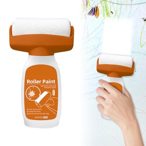 DAJASD Wandfarbe Ausbessern Weiß, 500g Wandreparatur Rollbürste mit Wandreparaturpaste, Ausbesserungsfarbe Weiss, SOS Wandfarbe Weiß Roller für Graffiti Kratzer Flecken Risse Wandkratzer