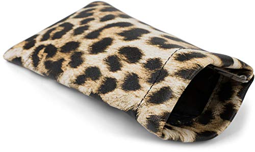 styleBREAKER estuche para gafas de sol con motivo de leopardo y paño de limpieza, estuche para gafas con cierre a presión, unisex 09020096,...