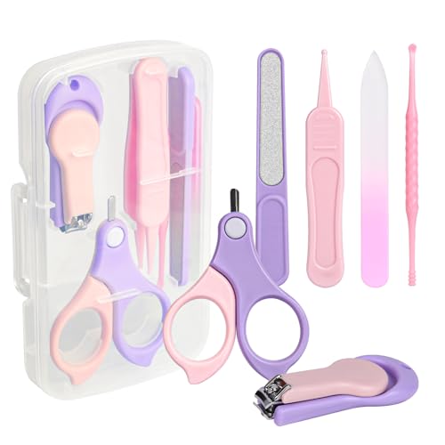 Vicloon Baby Nail Kit, 6Pcs Baby Nail Clippers, Baby Nail Care Tool, Baby Nail Care Set Manicure Set Include Nails Clipper, Rounded Scissor, Earpick, Nail File and Tweezer for Newborn, Infant Toddler