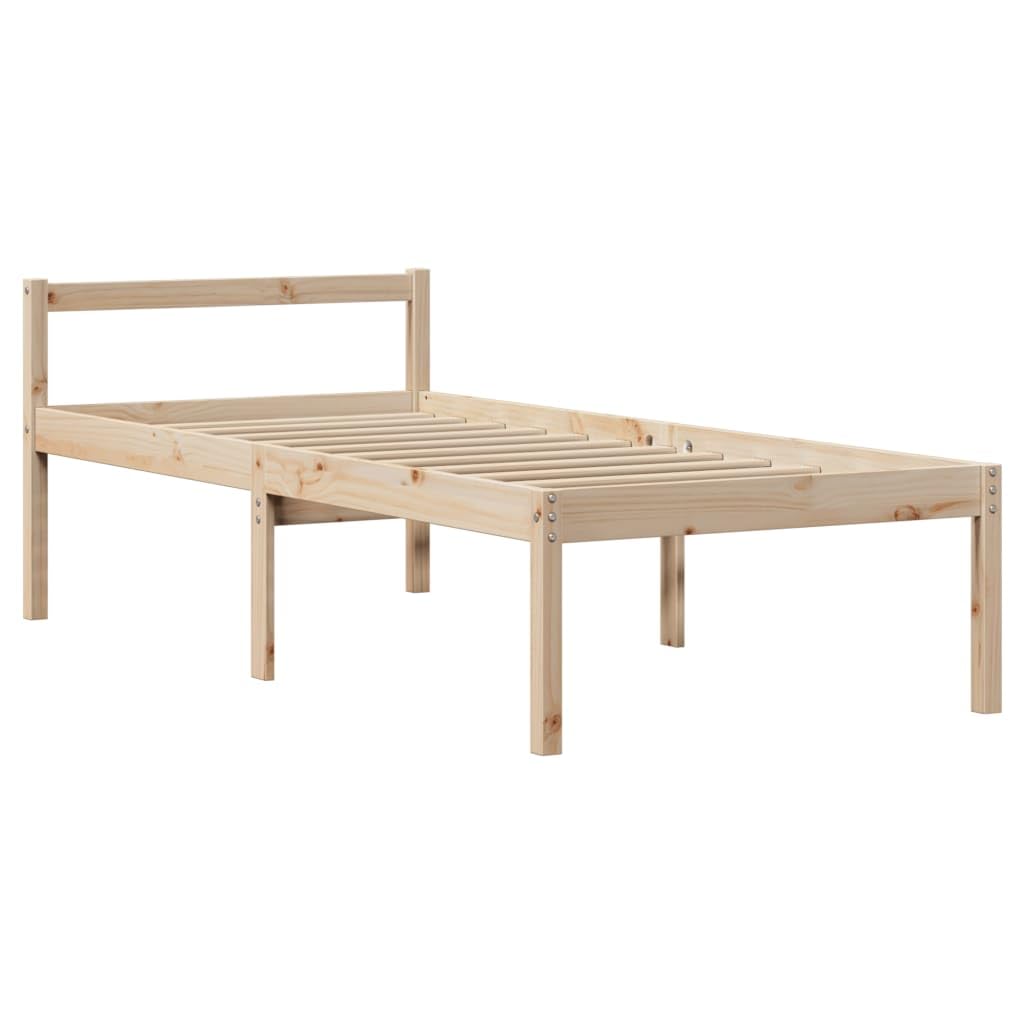 Seniorenbett Massivholz Kiefer 75x190 cm mit Kopfteil Lattenrost und Stauraum, Robustes Bettgestell für Schlafzimmer, seniorengerechter Liegekomfort und praktische Aufbewahrung
