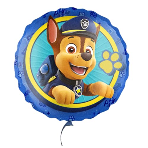 Party Factory `Paw Patrol´ Folienballon Chase, blau, Ø45cm, runder Heliumballon zum Kindergeburtstag, die Helfer auf 4 Pfoten