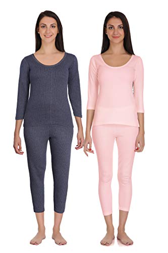 Image of Selfcare Women Poly Cotton Thermal Top and Pyjama Set (Pack of 2 Set)
