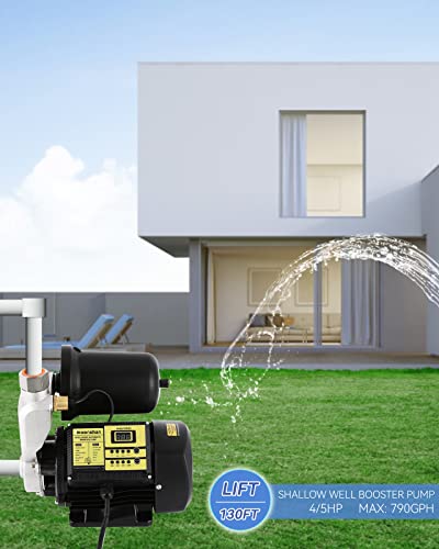 Moonshan 4/5 Hp Intelligent Shallow Well Booster Pump With Pressure Tank For Home, Sprinkler Booster Pump, Stainless Steel Impeller, Adjustable Pressure Self-Priming System 790 Gph #TOP5