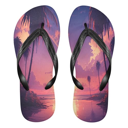 STAYTOP Tropical Sunset Scene Flip Flops Sandals of Men's & Women's,Sandals Beach Slippers Shower Slides
