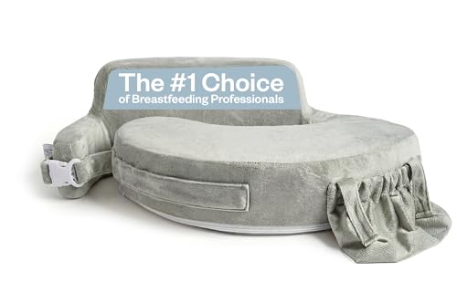 My Brest Friend Super Deluxe Nursing Pillow - Enhanced Comfort & Ergonomic Breastfeeding Pillow for Ultimate Support For Mom & Baby - Adjustable and with Handy Side Pocket, Platinum