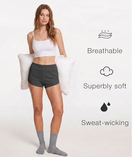 Image of LazyCozy Bamboo Viscose Sleep Shorts for Women, Soft Dolphin Lounge Shorts | Comfy Y2K Micro Mini Pajama Shorts, Lightweight Booty Shorts, Summer Pj Shorts, Knit Workout Shorts