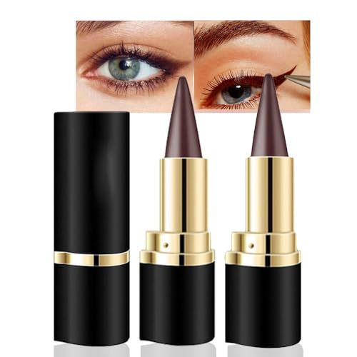 XoeLLe 2 Piezas Maquillaje Liner, Eyeliner Waterproof, Lápiz Delineador de Gel de Lapiz de Ojos, Delineador de Ojos Waterproof, Eyeliner Marrón Resistente Al Agua Gel Delineador de Ojos (Marrón)