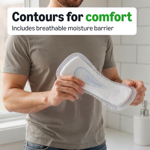 Image of Amazon Basics Men's Incontinence Guards, Maximum Absorbency, 52 Count, (1 Pack of 52), Packaging May Vary