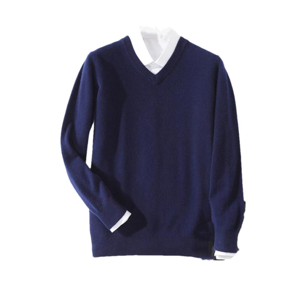 Suvoiier Maglione da Uomo in Cashmere Pullover da Uomo Caldo Maglioni Classici con Scollo A V Maglione da Uomo in Jersey da Uomo