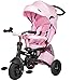 HyperMotion Tricycle Bébé Evolutif de 12 Mois à 5 Ans (25 kg)| Poussette Enfant Cadre Pliant avec Habillage Pluie, Vélo avec Roues Pompées, Siège Pivotant - Tobi Velar - Rose