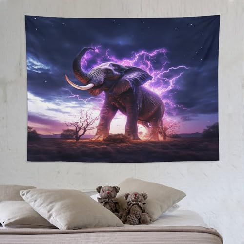 Tapisserie éléphant effet 3D relief grande tenture tissu suspendu
