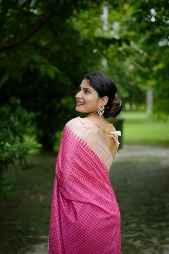 Image of SATIKA VASTRAM Tussar Silk Saree Solid Design Pure Soft Thread Weaving Contrast Border And Rich Pallu With Blouse Piece