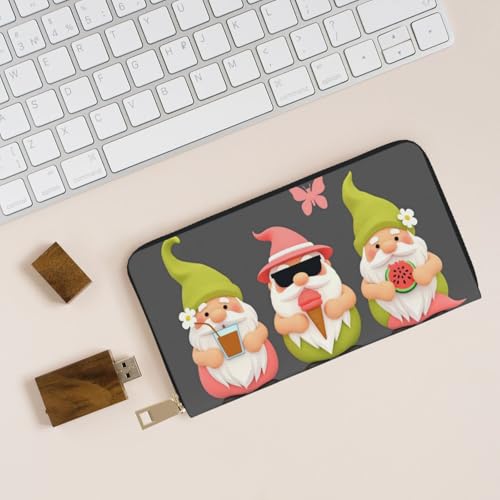 Cute Colorful Gnomes-C Print Wallet Women, Leather Bifold Multi Card Wallet, Long Purse Women's Wallets4