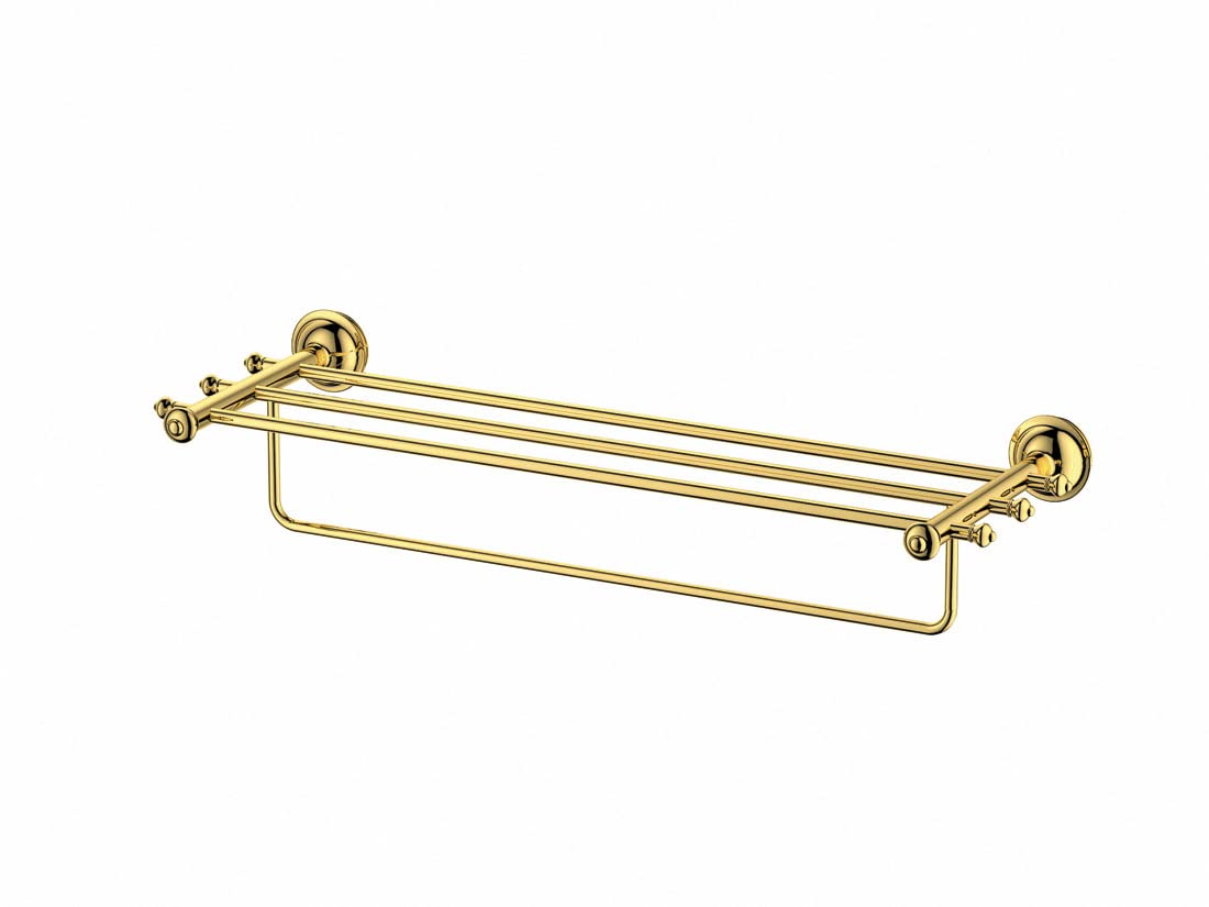 Étagère porte-serviettes rétro pour salle de bain Doré