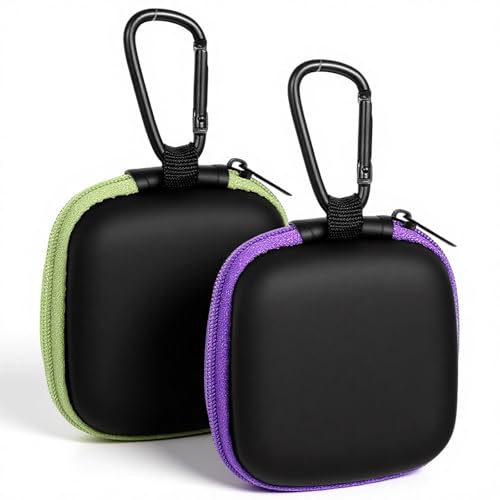 2 Stück Mini Kopfhörer Tasche Kopfhörer Tasche Case Headset Aufbewahrung In-Ear-Kopfhörerhülle Stoßfeste Ohrhörer Hülle Etui Hartschale mit Netzfach für Kabellosen Kopfhörers Schlüssel USB-Stick