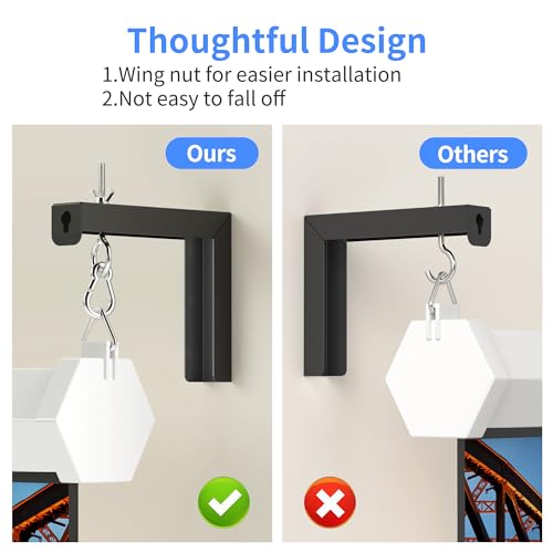 Image of XINLEI Universal Projector Screen Wall Mount L-Brackets Hanging Ceiling Mount, 6 inch Adjustable Extension with Hook for Home Projector and Movie Screens, Hold up to 66 lbs, Black PRL003B