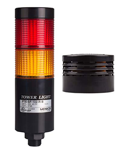 MENICS PTE-SCB-2FF-RY-B, Tower Light Kit, 56mm Modular LED, Red/Yellow Lens 2 Stacks, Steady, Direct Mounting, Black Body, 25